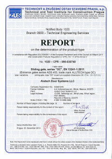 Сертификат соответствия требованиям Европейского союза на откатные ворота